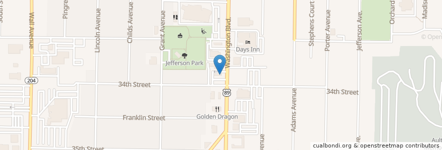 Mapa de ubicacion de Arby's en Estados Unidos De América, Utah, Weber County, Ogden.