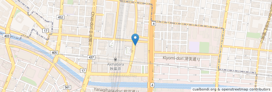 Mapa de ubicacion de 秋葉原駅中央口(ヨドバシカメラ前) en Japon, Tokyo, 千代田区.