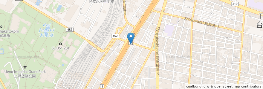 Mapa de ubicacion de 向津歯科医院 en Giappone, Tokyo, 台東区.