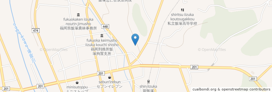 Mapa de ubicacion de 熊野神社 en اليابان, محافظة فوكوكا, 飯塚市.