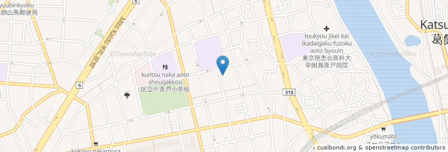 Mapa de ubicacion de 葛飾区立青戸地区図書館 en Japon, Tokyo, 葛飾区.