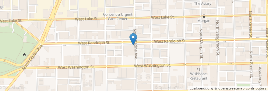 Mapa de ubicacion de Racine Ave & Randolph St en Estados Unidos Da América, Illinois, Chicago.