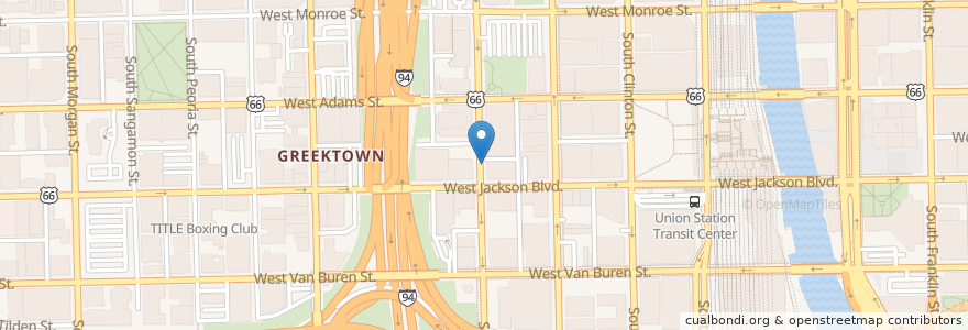 Mapa de ubicacion de Desplaines St & Jackson Blvd en 미국, 일리노이, 시카고.