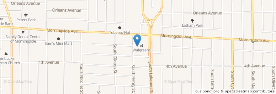 Mapa de ubicacion de Walgreens en Stati Uniti D'America, Iowa, Woodbury County, Sioux City.