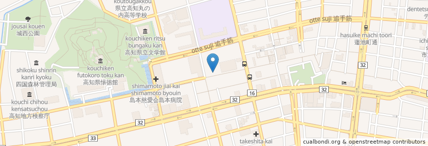 Mapa de ubicacion de 帯や勘助 en Япония, Коти, Коти.