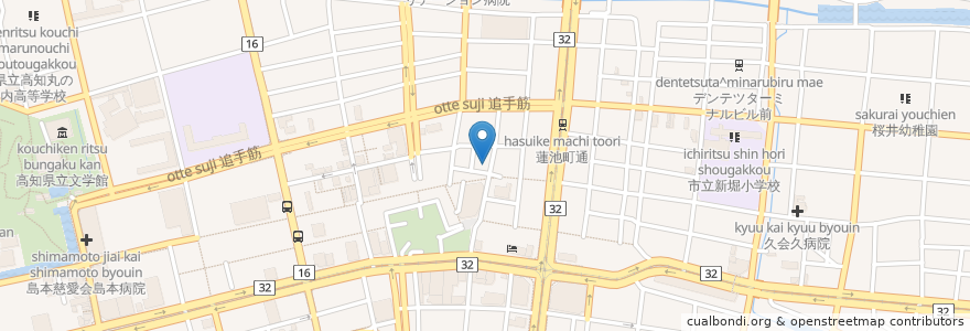 Mapa de ubicacion de 四国銀行 en Япония, Коти, Коти.