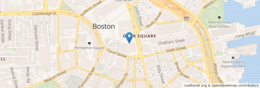 Mapa de ubicacion de Boston News Cafe en الولايات المتّحدة الأمريكيّة, ماساتشوستس, مقاطعة سوفولك, بوسطن.