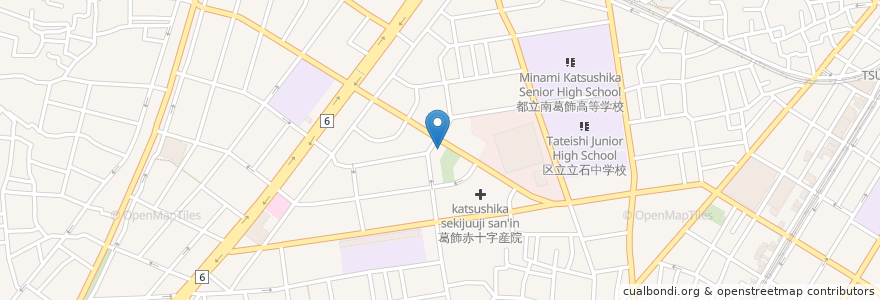Mapa de ubicacion de 中ノ郷信用組合 en Japonya, 東京都, 葛飾区.