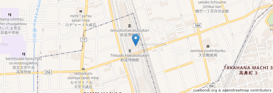 Mapa de ubicacion de トレインレストラン日本食堂 en Japonya, 埼玉県, さいたま市, 大宮区.