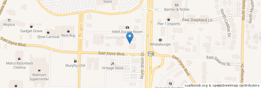 Mapa de ubicacion de Walgreens en 미국, 아칸소, Washington County, Fayetteville.