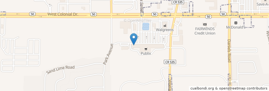 Mapa de ubicacion de Breakfast Club en アメリカ合衆国, フロリダ州, オレンジ郡 (フロリダ州), Winter Garden.