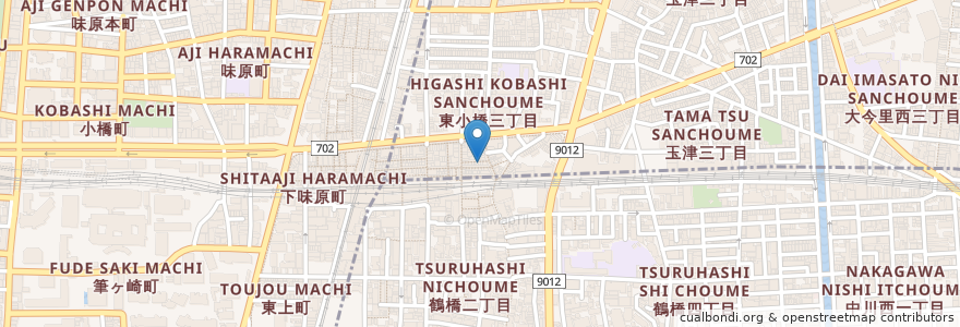 Mapa de ubicacion de つるはしまぐろ食堂 en Japan, 大阪府, Osaka, 東成区.