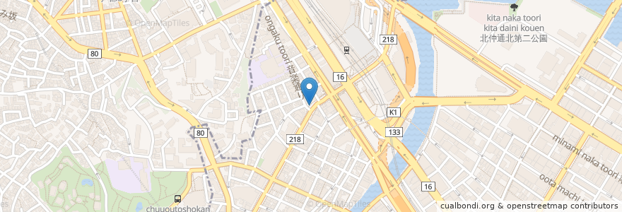 Mapa de ubicacion de 郵便ポスト en 日本, 神奈川県, 横浜市, 西区.
