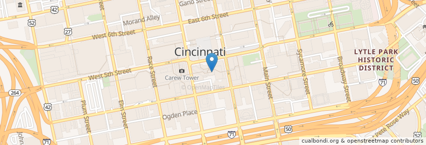 Mapa de ubicacion de Dunkin' Donuts en Amerika Syarikat, Kentucky, Hamilton County, Cincinnati.