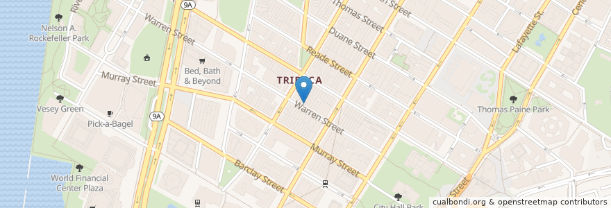 Mapa de ubicacion de Tribeca Dental Studio en Соединённые Штаты Америки, Нью-Йорк, Нью-Йорк, Округ Нью-Йорк, Manhattan Community Board 1, Манхэттен.