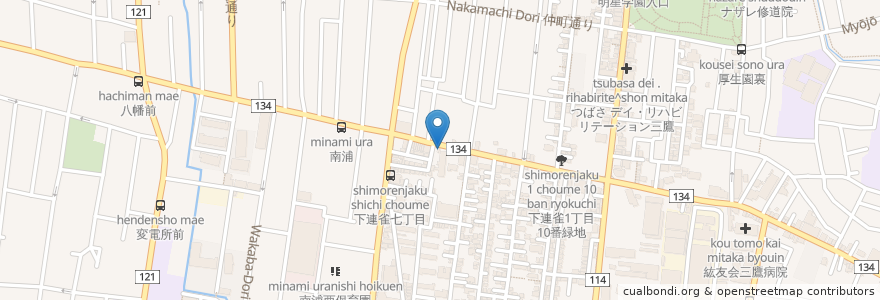 Mapa de ubicacion de 三ちゃん en Japón, Tokio, Mitaka.