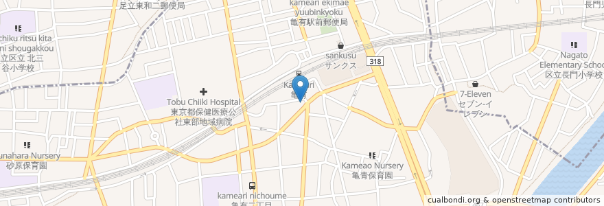 Mapa de ubicacion de ミスタードーナツ en Jepun, 東京都, 足立区.
