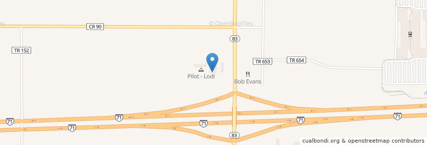 Mapa de ubicacion de Pilot - Lodi en 미국, 오하이오 주, Medina County, Harrisville Township.