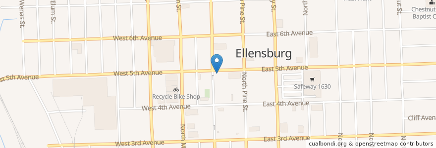 Mapa de ubicacion de Ellensburg Public Radio en United States, Washington, Kittitas County.
