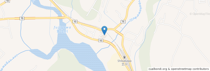 Mapa de ubicacion de 芝川図書館 en Япония, Сидзуока, Фудзиномия.