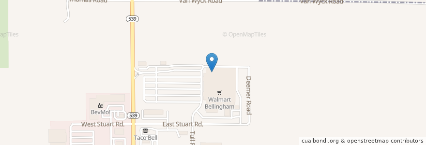 Mapa de ubicacion de Walmart Pharmacy en Amerika Syarikat, Washington, Whatcom County, Bellingham.