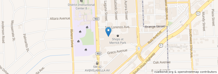 Mapa de ubicacion de Landmark at Merrick Park en 美利坚合众国/美利堅合眾國, 佛罗里达州/佛羅里達州, 迈阿密-戴德县/邁亞美戴德縣/邁阿密-戴德郡, Coral Gables.