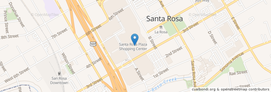 Mapa de ubicacion de Surf City Squeeze en アメリカ合衆国, カリフォルニア州, Sonoma County, Santa Rosa.