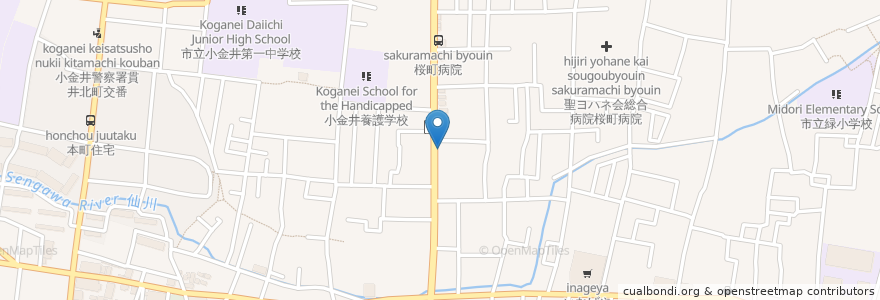 Mapa de ubicacion de 城南コベッツ en 日本, 東京都, 小金井市.