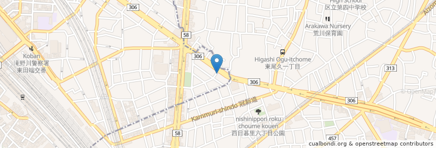 Mapa de ubicacion de パカラ田端新町第一 en ژاپن, 東京都, 北区.