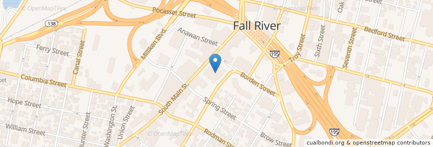 Mapa de ubicacion de Fall River District Court en Stati Uniti D'America, Massachusetts, Bristol County, Fall River.
