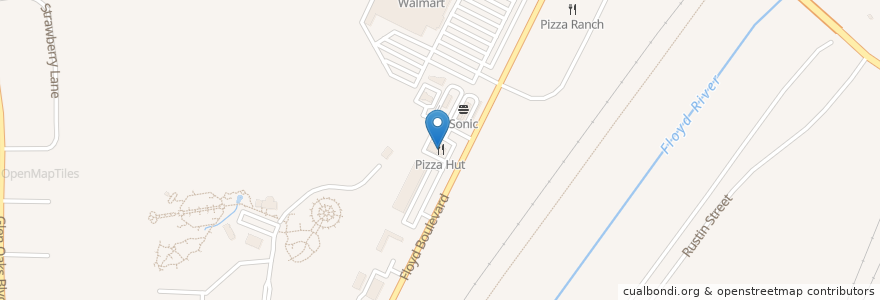 Mapa de ubicacion de Pizza Hut en Соединённые Штаты Америки, Айова, Woodbury County, Sioux City.