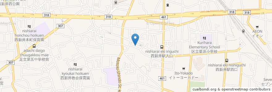 Mapa de ubicacion de 稲荷湯(跡) en Japonya, 東京都, 足立区.