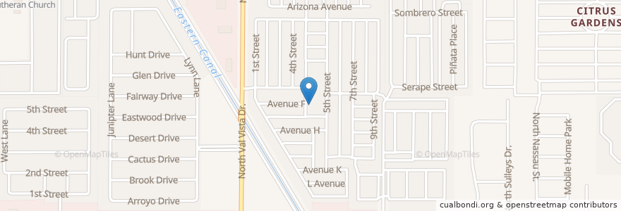 Mapa de ubicacion de Post Office en United States, Arizona, Maricopa County, Mesa.