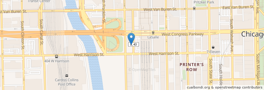 Mapa de ubicacion de Financial Pl & Ida B Wells Dr en Verenigde Staten, Illinois, Chicago.