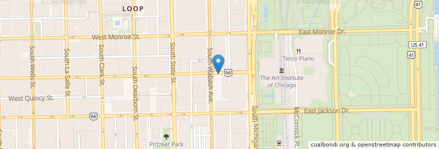 Mapa de ubicacion de Wabash Ave & Adams St en 美利坚合众国/美利堅合眾國, 伊利诺伊州 / 伊利諾州, 芝加哥.