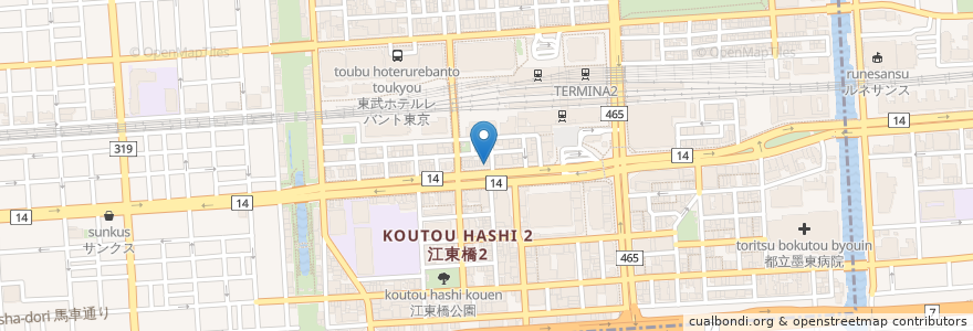 Mapa de ubicacion de 大衆酒場　かねだ en Япония, Токио, Сумида.