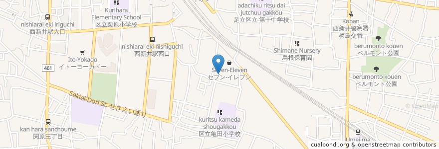 Mapa de ubicacion de 第二堀田湯(跡) en Giappone, Tokyo, 足立区.