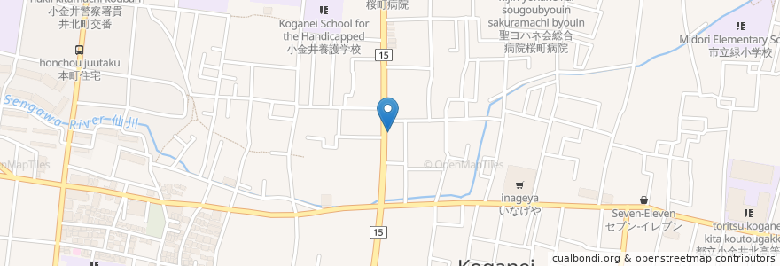 Mapa de ubicacion de 日本亭 en 日本, 東京都, 小金井市.