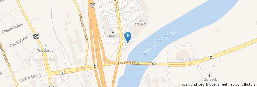 Mapa de ubicacion de Einstein Bros. Bagels en 美利坚合众国/美利堅合眾國, 新罕布什尔州 / 新罕布夏州 / 新罕布什爾州, Merrimack County, Concord.