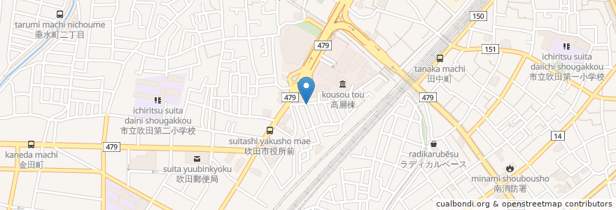 Mapa de ubicacion de 北摂バル suita en Japonya, 大阪府, 吹田市.