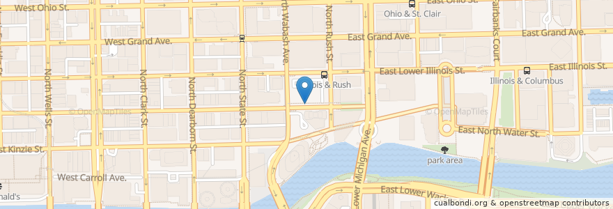 Mapa de ubicacion de Rush St & Hubbard St en Estados Unidos Da América, Illinois, Chicago.