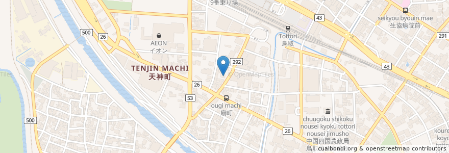 Mapa de ubicacion de 拉麺 本家夢屋 en Japonya, 鳥取県, 鳥取市.