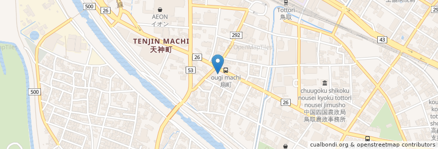 Mapa de ubicacion de ドコモ駐車場 en 일본, 돗토리현, 鳥取市.