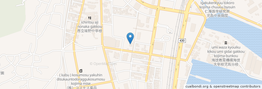 Mapa de ubicacion de なんば内科クリニック en Japonya, 岡山県, 倉敷市.