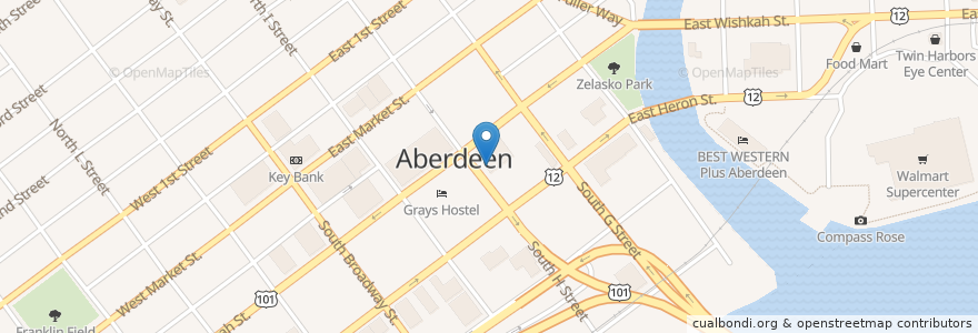Mapa de ubicacion de Rite Aid en United States, Washington, Grays Harbor County, Aberdeen.
