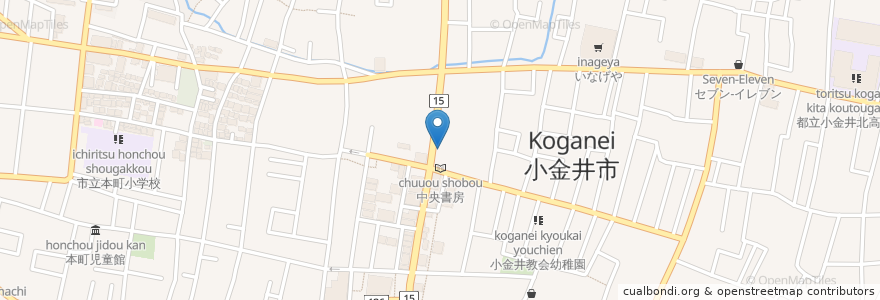 Mapa de ubicacion de むさし小金井キャットクリニック en Japão, Tóquio, 小金井市.