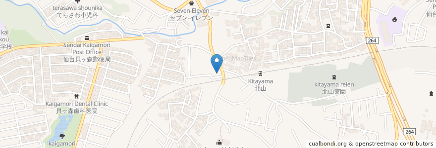 Mapa de ubicacion de Onodera Dental Clinic en Japan, Miyagi Prefecture, Sendai, Aoba Ward.