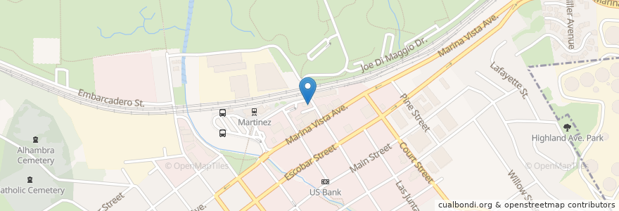 Mapa de ubicacion de Hot Dog Depot & Bakery en 미국, 캘리포니아주, Contra Costa County, Martinez.