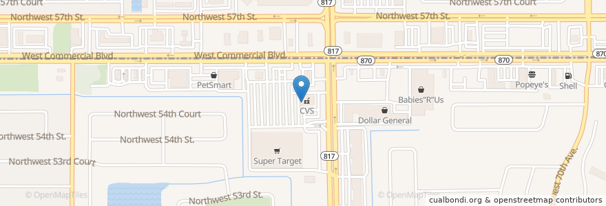 Mapa de ubicacion de CVS Pharmacy en États-Unis D'Amérique, Floride, Broward County, Tamarac, Lauderhill.
