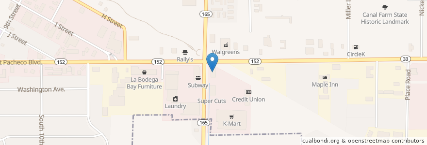 Mapa de ubicacion de McDonald's en Amerika Birleşik Devletleri, Kaliforniya, Merced County, Los Banos.